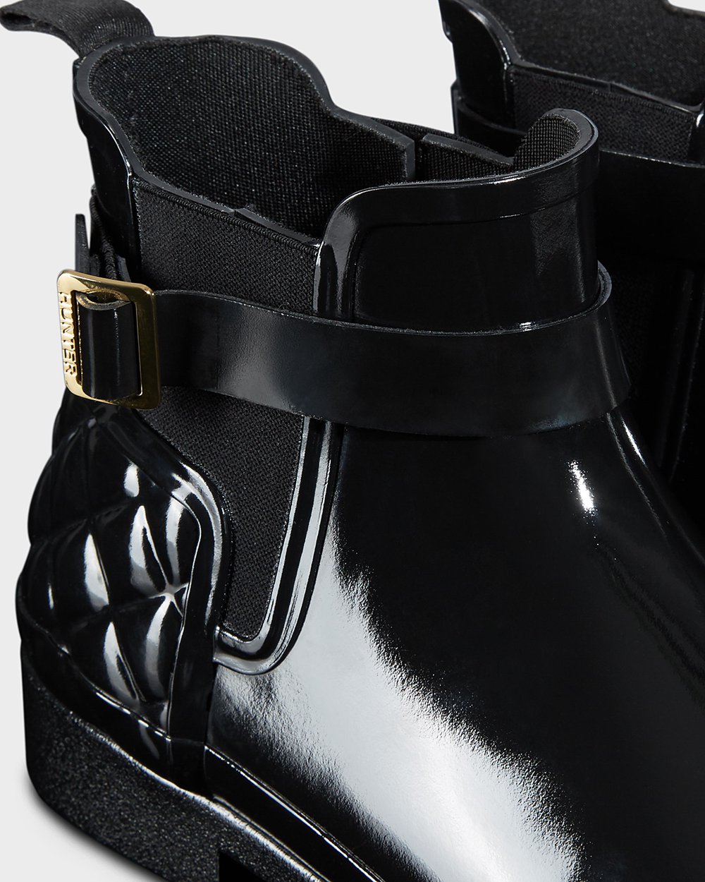 Botas Chelsea Hunter Mujer Negras Refined Slim Fit Quilted Gloss 759263-ZTF